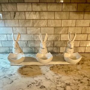 White metal  Bunny Candle Holders